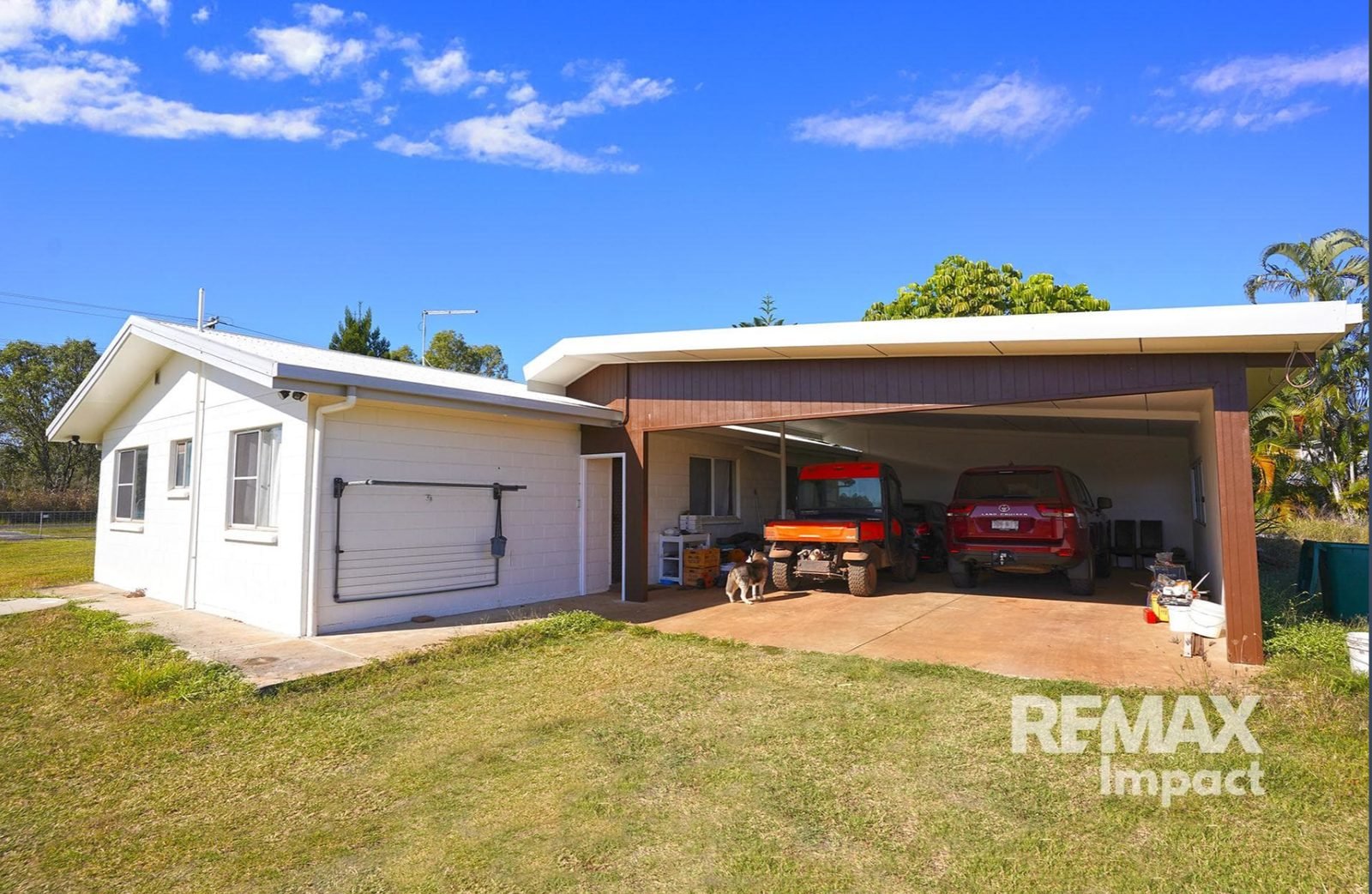 Main house exterior and carport